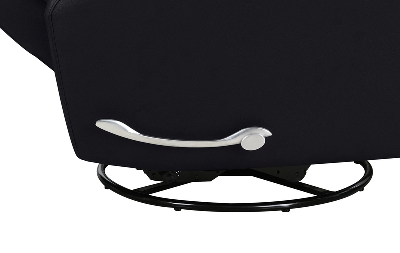 Asher 31.5\" Genuine Leather Swivel Glider Reclining Chair – Black