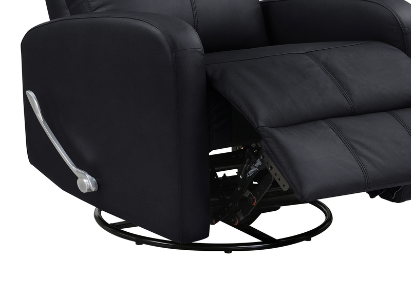 Asher 31.5\" Genuine Leather Swivel Glider Reclining Chair – Black