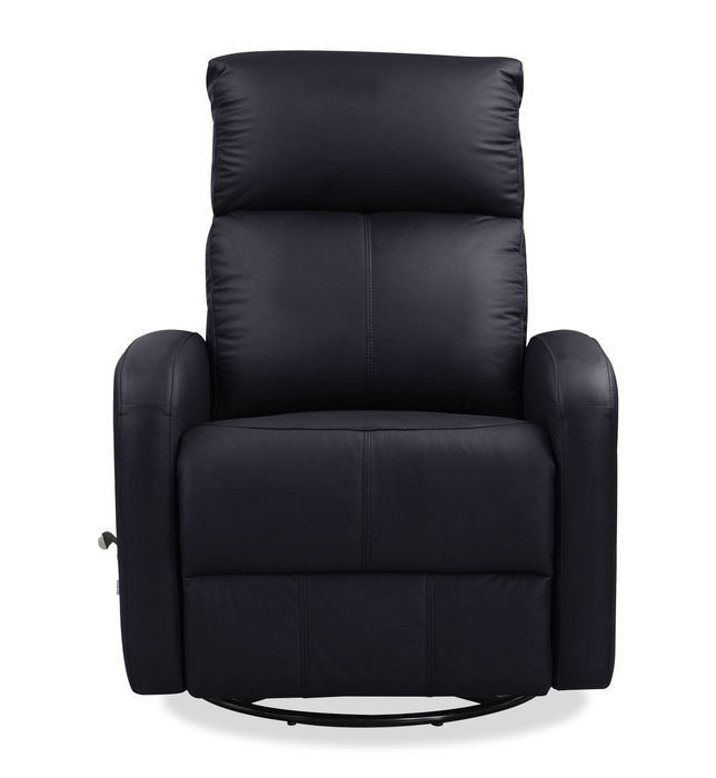 Asher 31.5\" Genuine Leather Swivel Glider Reclining Chair – Black