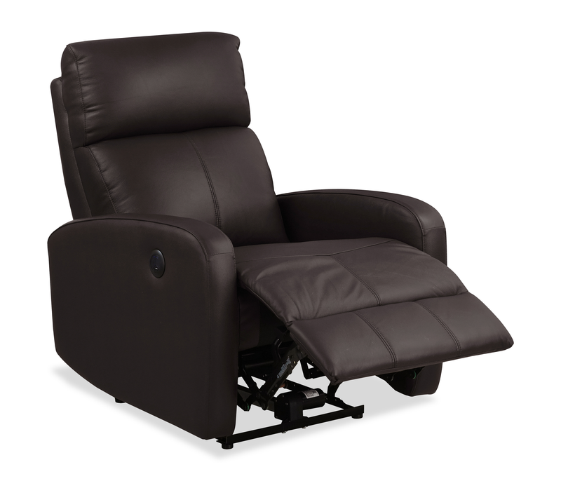 Asher 31.5\" Genuine Leather Power Reclining Chair – Dark Brown