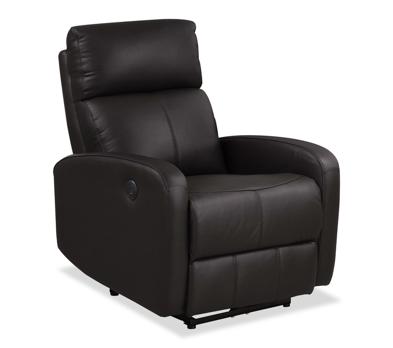 Asher 31.5\" Genuine Leather Power Reclining Chair – Dark Brown