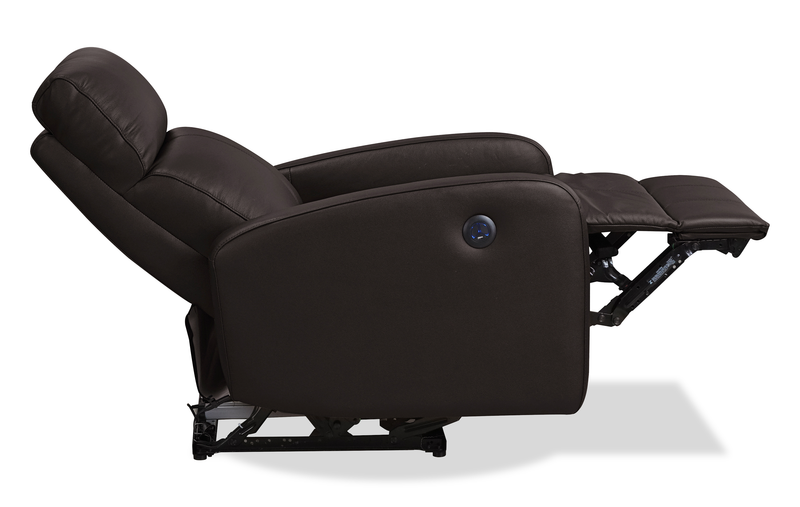 Asher 31.5\" Genuine Leather Power Reclining Chair – Dark Brown