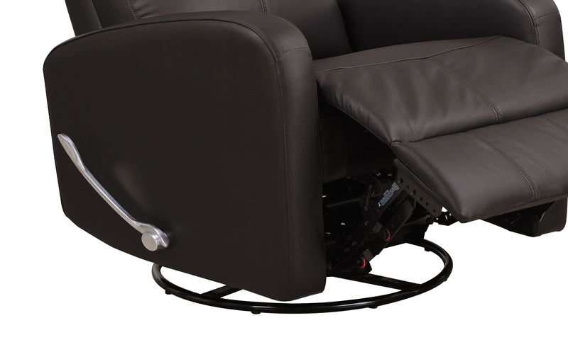 Asher 31.5\" Genuine Leather Swivel Glider Reclining Chair – Dark Brown