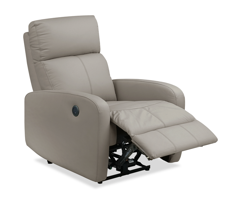 Asher 31.5\" Genuine Leather Power Reclining Chair – Light Grey