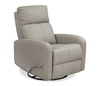 Asher 31.5\" Genuine Leather Swivel Glider Reclining Chair – Light Grey 