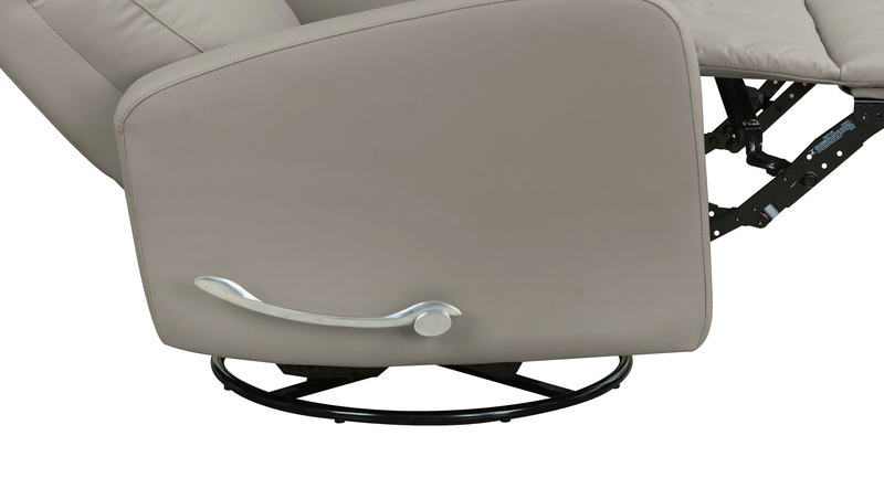 Asher 31.5\" Genuine Leather Swivel Glider Reclining Chair – Light Grey 