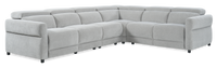 Cindy Crawford Home Aspen 4-Piece Power Reclining Sectional with Armless Chair - Silver 