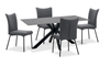 Atlas 5pc Dining Set with Table & 4 Chairs, Sintered Stone & Metal, 71"W - Grey/Black | Ensemble de salle à manger Atlas 5 pièces en pierre frittée et métal avec table de 71 po (L) et 4 chaises - gris et noir