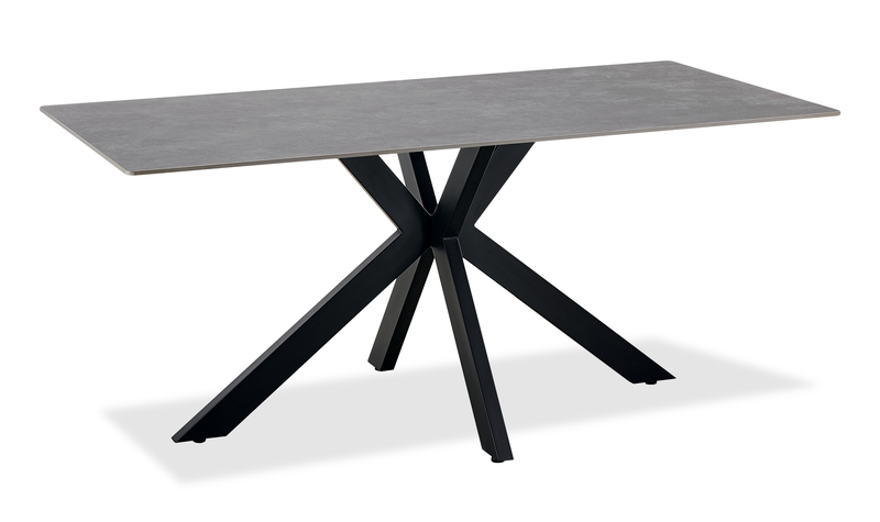 Atlas 7pc Dining Set with Table & 6 Chairs, Sintered Stone & Metal, 71\"W - Grey/Black