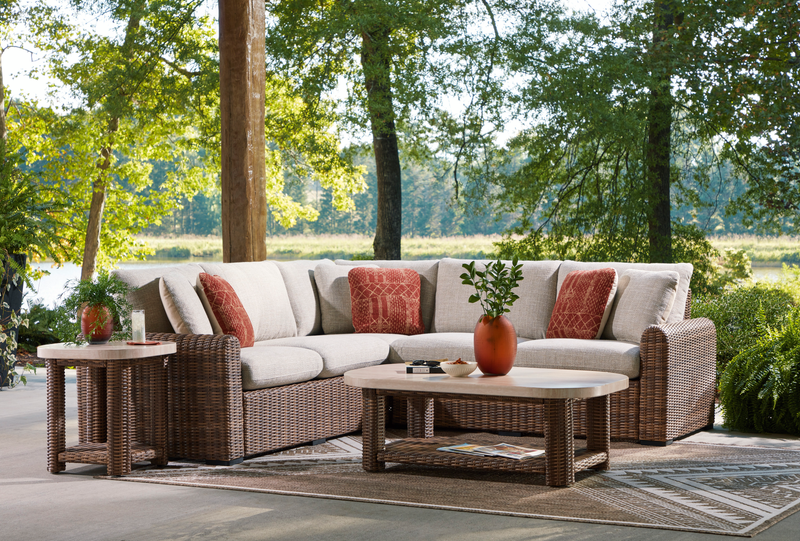 Banff 3-Piece Outdoor Patio Set with 2 Loveseats & Corner Chair - Weather Resistant - Brown/Beige