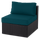 Barbados Armless Outdoor Patio Chair - Hand-Woven Resin Wicker, UV & Weather Resistant - Black/Blue