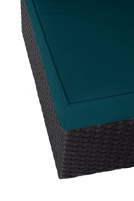 Barbados Armless Outdoor Patio Chair - Hand-Woven Resin Wicker, UV & Weather Resistant - Black/Blue