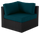Barbados Corner Outdoor Patio Chair - Hand-Woven Resin Wicker, UV & Weather Resistant - Black/Blue