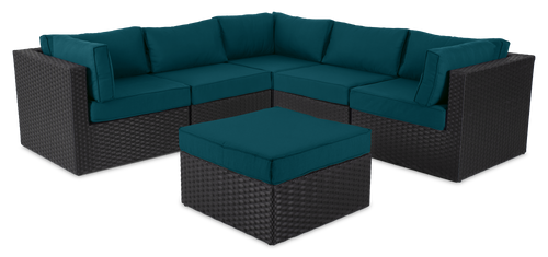 Barbados 6-Piece Patio Set with Ottoman – Blue  