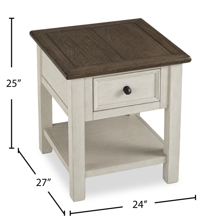 Baxter 24” Country-Style End Table with Storage – Mocha