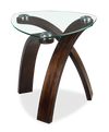 Baynes 23\" Contemporary End Table with Glass Top and Wood Legs - Hazelnut