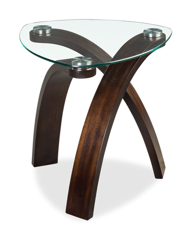 Baynes 23" Contemporary End Table with Glass Top and Wood Legs - Hazelnut | Table de bout contemporaine Baynes de 23 po avec dessus en verre et pattes en bois - noisette