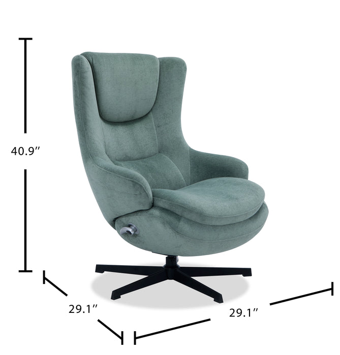 Bliss 29.1” Chenille Fabric Stress Free Reclining Occasional Chair with Footrest - Green