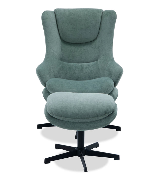 Bliss 29.1” Chenille Fabric Stress Free Reclining Occasional Chair with Footrest - Green