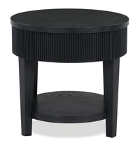 Calum 24” Contemporary Round End Table with Storage – Black 