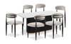 Kort & Co. Capri 7pc Dining Set with Table & 6 Chairs, Gold Accent, Pedestal Base, 72"W – Beige | Ensemble de salle à manger Capri de Kort & Co. 7 pièces avec table de 72 po (L), touches dorées, base piédestal et 6 chaises - beige