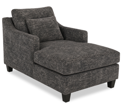 Made in Canada Sofa Lab Customizable 36" Fabric Accent Chaise with Wood Legs – Plush Charcoal  | Fauteuil long d’appoint personnalisable de Sofa Lab de 36 po fabriqué au Canada en tissu avec pattes en bois - Plush Charcoal