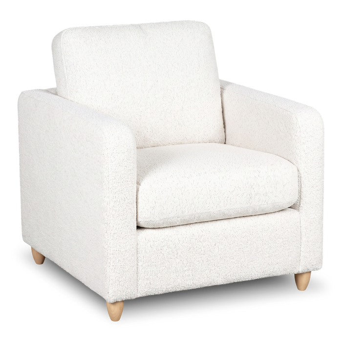 Made in Canada Sofa Lab Customizable Club 36\" Fabric Accent Chair with Wood Legs – Teddy Snow