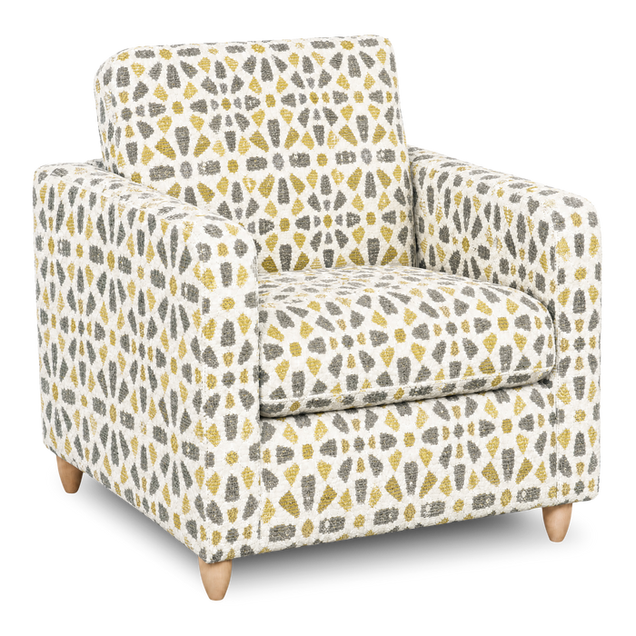 Made in Canada Sofa Lab Customizable Club 36\" Fabric Accent Chair with Wood Legs – Lemonade Accent Fabric 