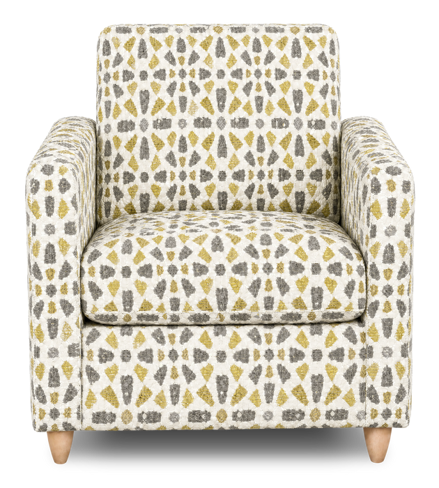 Made in Canada Sofa Lab Customizable Club 36\" Fabric Accent Chair with Wood Legs – Lemonade Accent Fabric 