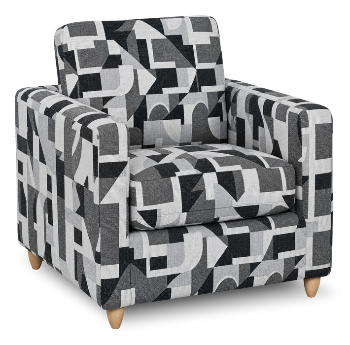 Made in Canada Sofa Lab Customizable Club 36\" Fabric Accent Chair with Wood Legs – Oynx Accent Fabric 