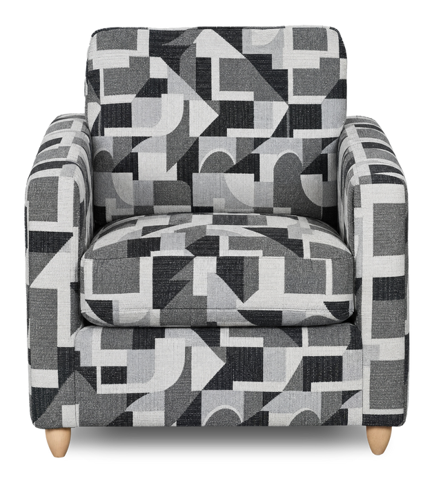 Made in Canada Sofa Lab Customizable Club 36\" Fabric Accent Chair with Wood Legs – Oynx Accent Fabric 