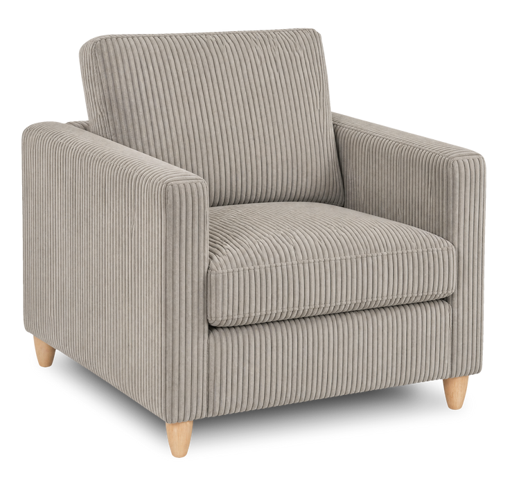 Made in Canada Sofa Lab Customizable Club 36\" Fabric Accent Chair with Wood Legs – Fog Accent Fabric 