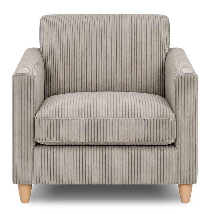 Made in Canada Sofa Lab Customizable Club 36\" Fabric Accent Chair with Wood Legs – Fog Accent Fabric 
