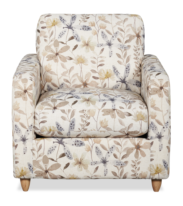 Made in Canada Sofa Lab Customizable Club 36\" Fabric Accent Chair with Wood Legs – Dust Accent Fabric 