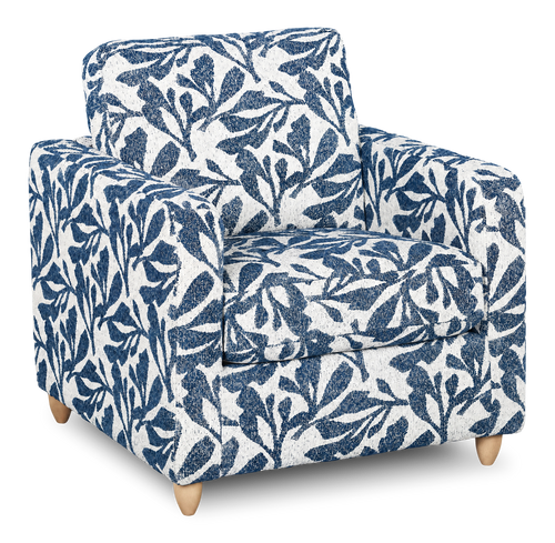 Made in Canada Sofa Lab Customizable Club 36" Fabric Accent Chair with Wood Legs – Marine Accent Fabric  