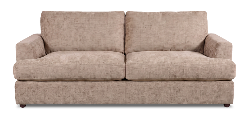 Made in Canada Customizable Sofa Lab Curve 88\" Fabric Sofa – Chenille Praline