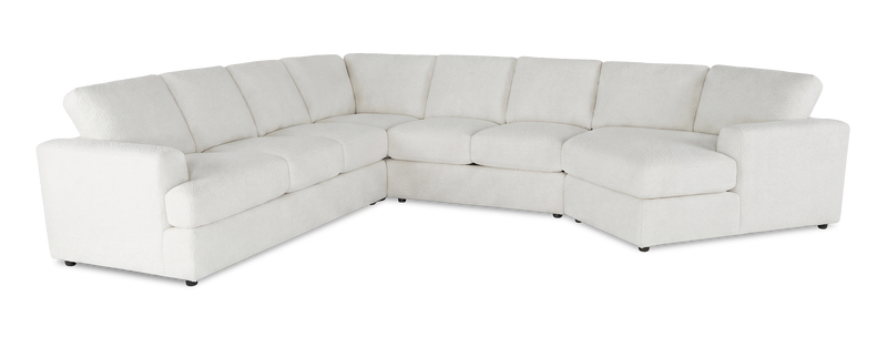 Made in Canada Customizable Sofa Lab Curve 4-Piece Right-Facing Sectional with Cuddler - Teddy Snow