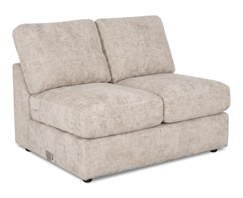 Made in Canada Customizable Sofa Lab Curve 47\" Armless Fabric Loveseat - Plush Parchment