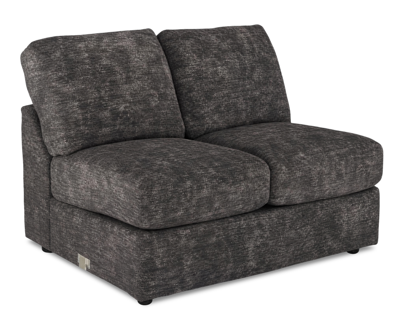 Made in Canada Customizable Sofa Lab Curve 47\" Armless Fabric Loveseat - Plush Charcoal