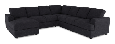 Made in Canada Customizable Sofa Lab Curve 4-Piece Left-Facing Sectional with Chaise - Teddy Raven | Sofa sectionnel de gauche 4 pièces avec fauteuil long personnalisable Curve de Sofa Lab fabriqué au Canada en tissu - Teddy Raven
