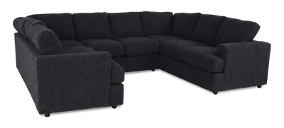 Made in Canada Customizable Sofa Lab Curve U-Shaped Sectional - Teddy Raven | Sofa sectionnel en U personnalisable Curve de Sofa Lab fabriqué au Canada en tissu - Teddy Raven