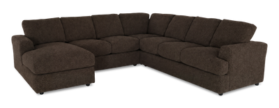 Made in Canada Customizable Sofa Lab Curve 4-Piece Left-Facing Sectional with Chaise - Teddy Walnut | Sofa sectionnel de gauche 4 pièces avec fauteuil long personnalisable Curve de Sofa Lab fabriqué au Canada en tissu - Teddy Walnut