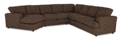 Made in Canada Customizable Sofa Lab Curve 4-Piece Left-Facing Sectional with Cuddler - Teddy Walnut | Sofa sectionnel de gauche 4 pièces avec fauteuil enveloppant personnalisable Curve de Sofa Lab fabriqué au Canada en tissu - Teddy Walnut