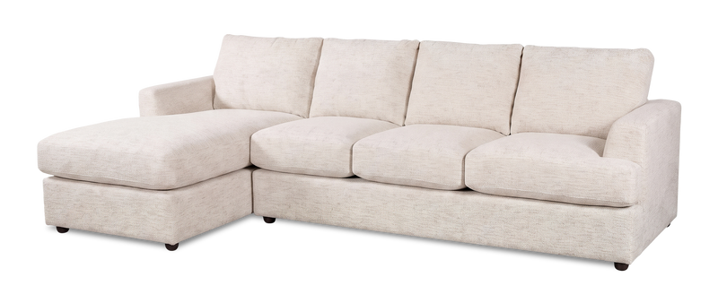 Made in Canada Customizable Sofa Lab Curve Left-Facing Fabric Sofa Chaise  – Chenille White