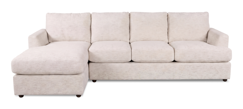 Made in Canada Customizable Sofa Lab Curve Left-Facing Fabric Sofa Chaise  – Chenille White