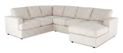 Made in Canada Customizable Sofa Lab Curve 3 Piece Right-Facing Fabric Sectional with Chaise – Chenille White | Sofa sectionnel de droite 3 pièces avec fauteuil long personnalisable Curve de Sofa Lab fabriqué au Canada en tissu - Chenille White
