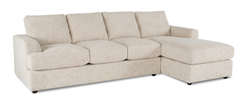 Made in Canada Customizable Sofa Lab Curve Fabric Right-Facing Sofabed Sectional - Chenille White