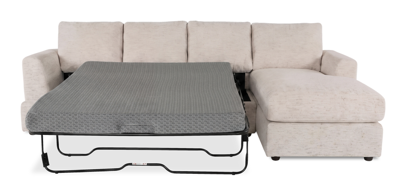 Made in Canada Customizable Sofa Lab Curve Fabric Right-Facing Sofabed Sectional - Chenille White