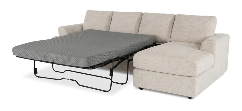 Made in Canada Customizable Sofa Lab Curve Fabric Right-Facing Sofabed Sectional - Chenille White