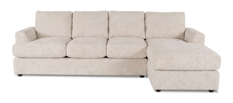 Made in Canada Customizable Sofa Lab Curve Fabric Right-Facing Sofabed Sectional - Chenille White